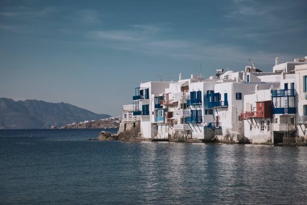 Water view of houses in Mykonos